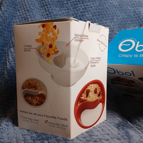 2 Obol The Original Crispy Bowl Spiral Slide Design WHITE USA Made Swoop Scoop - Picture 7 of 10